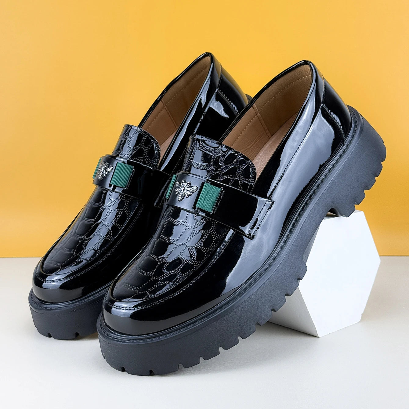 Men's Leather Thick-Sole Luxury Slip-On Loafers Comfortable Dress Shoe
