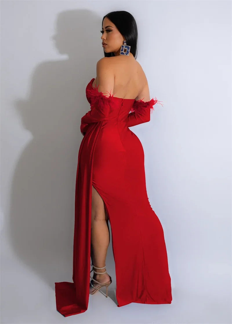 Women's Elegant Party Formal Mermaid Wedding Dinner Strapless Dress