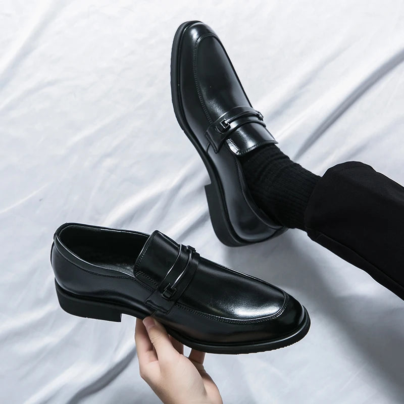 Men's Formal Leather Shoes: Classic Style Slip-On Loafers Round Toe