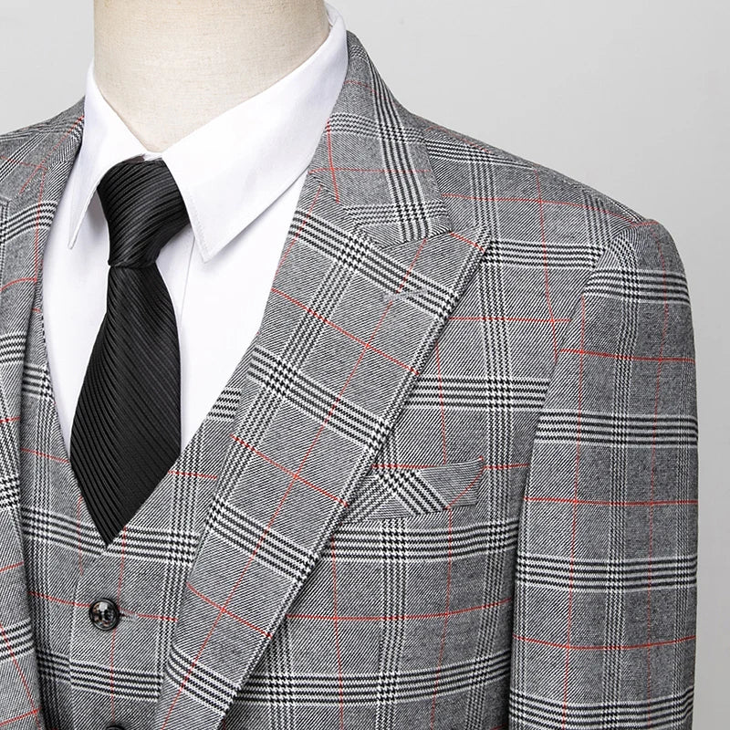 Men's Formal Business Office Suit Three-piece Groom Wedding Dress Party Suit
