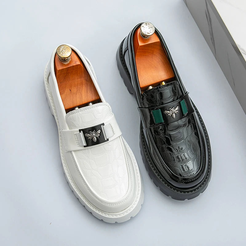 Men's Leather Thick-Sole Luxury Slip-On Loafers Comfortable Dress Shoe