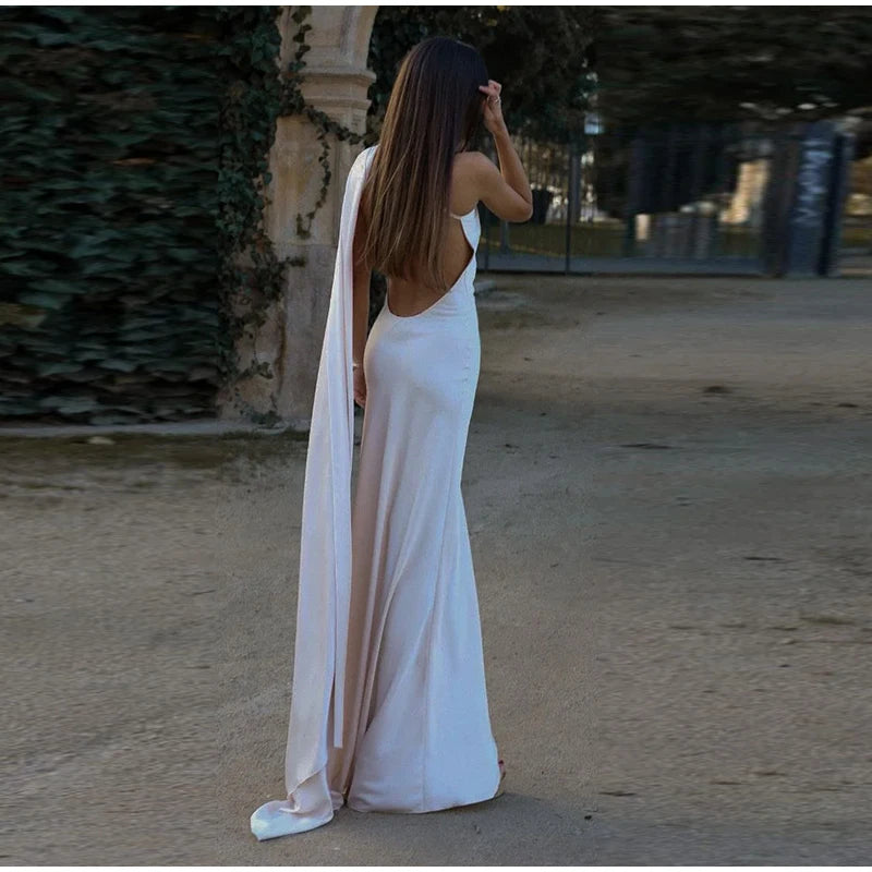 Off-Shoulder Sleeveless Backless Slim Female Maxi Summer Chic Dress