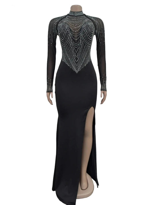 Woman Elegant Luxury Wedding Mesh See Through Patchwork Formal Dress