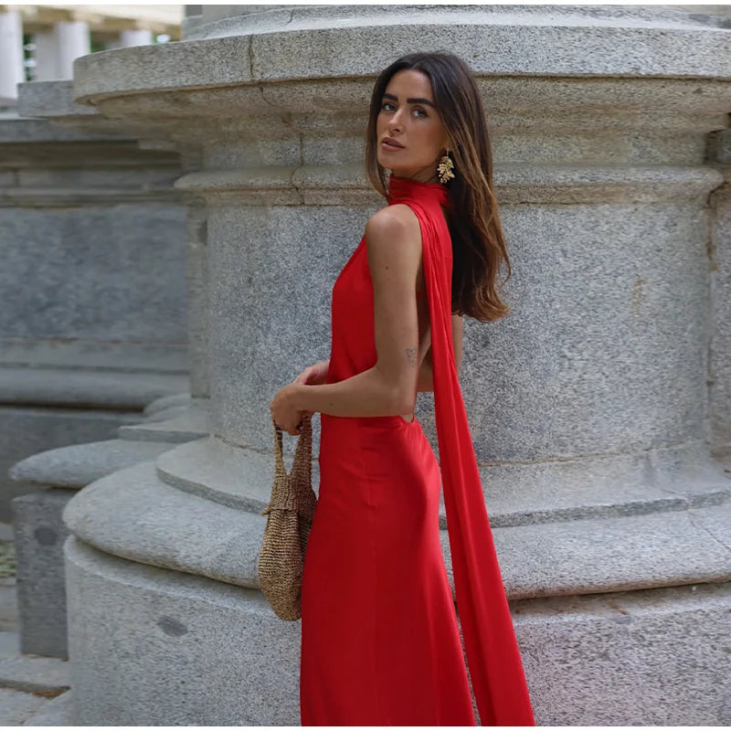 Off-Shoulder Sleeveless Backless Slim Female Maxi Summer Chic Dress