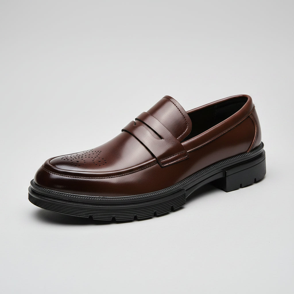 Men’s business casual shoes: breathable, carved leather shoes, fashion