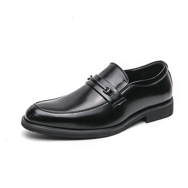 Men's Formal Leather Shoes: Classic Style Slip-On Loafers Round Toe