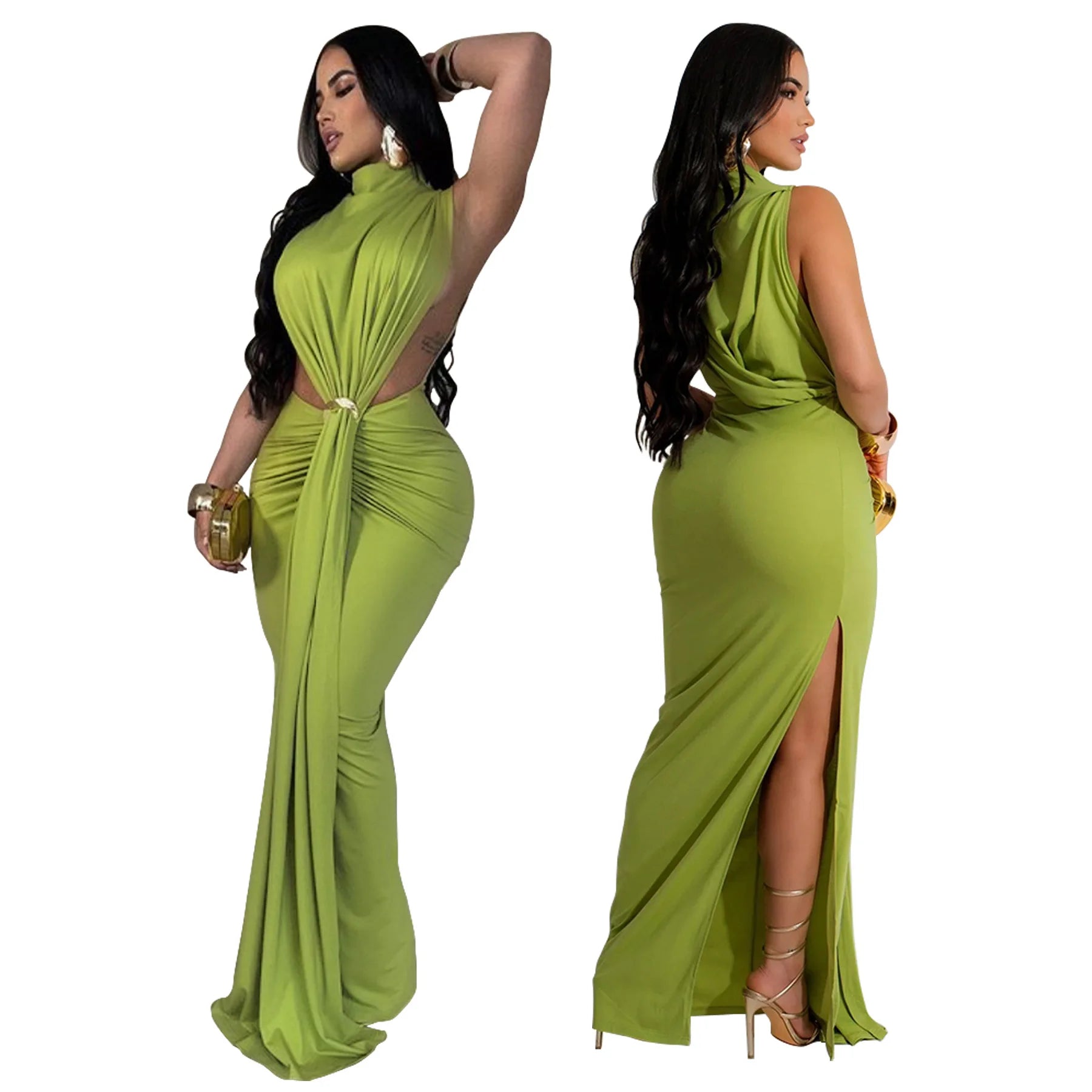 Women's Fashion Sexy Side Slit Sleeveless Amazon Cross-Border Dress