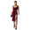 Slim Fit Women Dress  Fashionable Knee Length V Neck Gown with Button