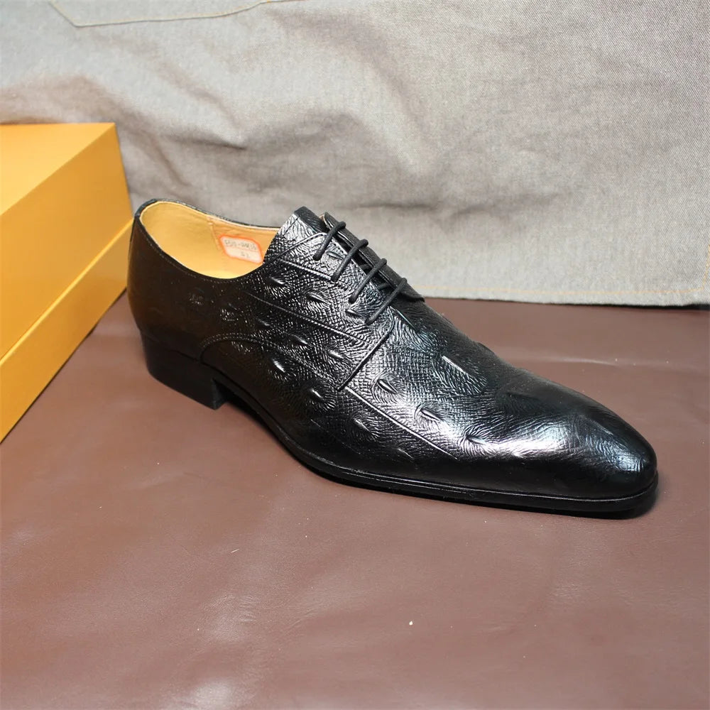 Men's Italian Style Oxford Brogue Shoes Leather Classic Lace-Up Formal Footwear