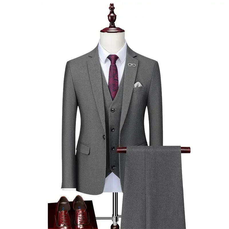 Blazer and Vest and Pants Fashion Solid Color Men's Casual Formal Business Suit