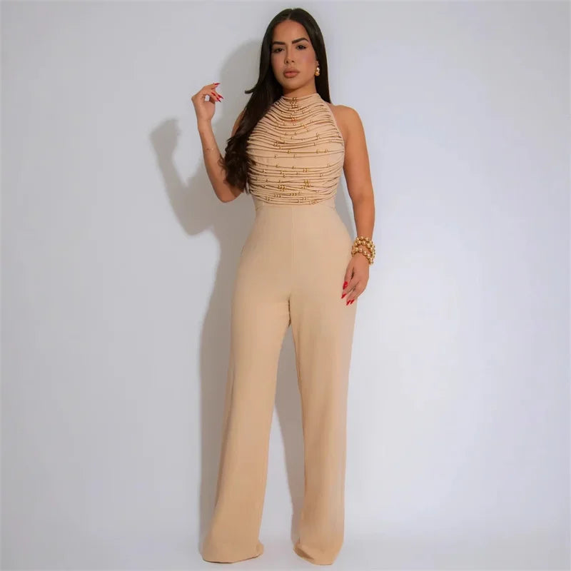 Backless Jumpsuits, Woman High Waist Flare Pants Romper Outfits