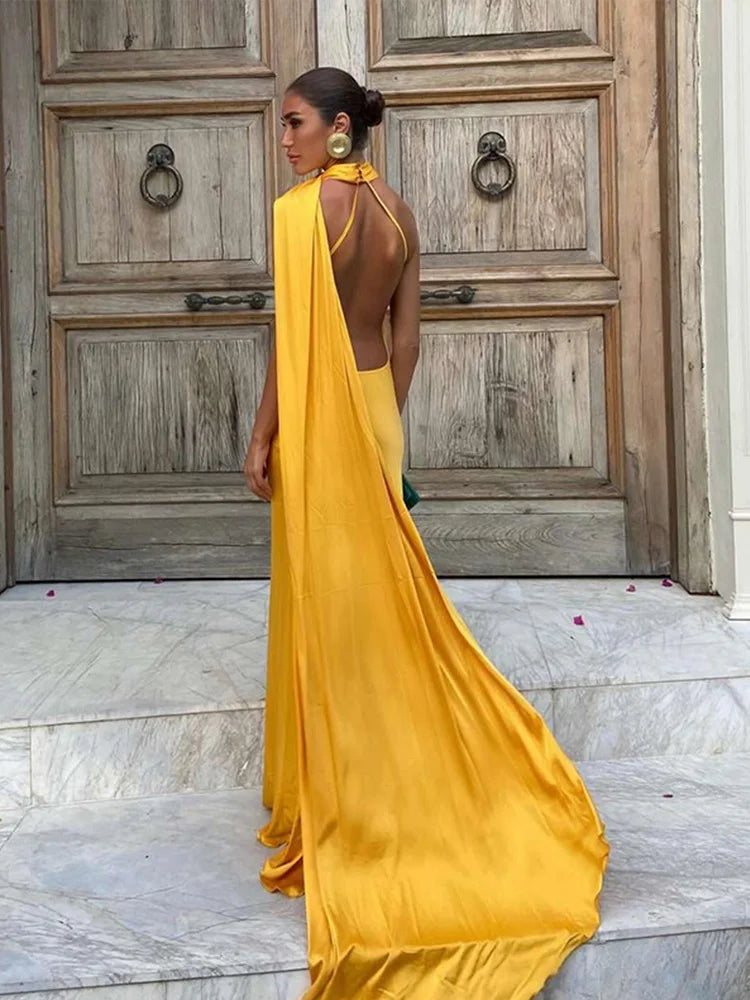 Off-Shoulder Sleeveless Backless Slim Female Maxi Summer Chic Dress