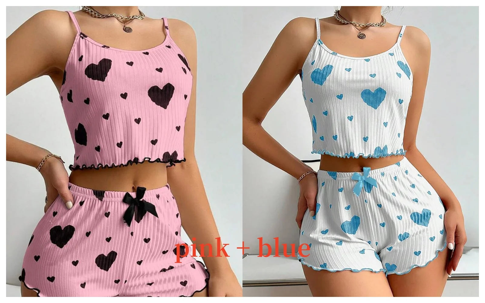 Women's Pajamas Set Sleepwear 2 PCS Short Tank Tops And Shorts Casual