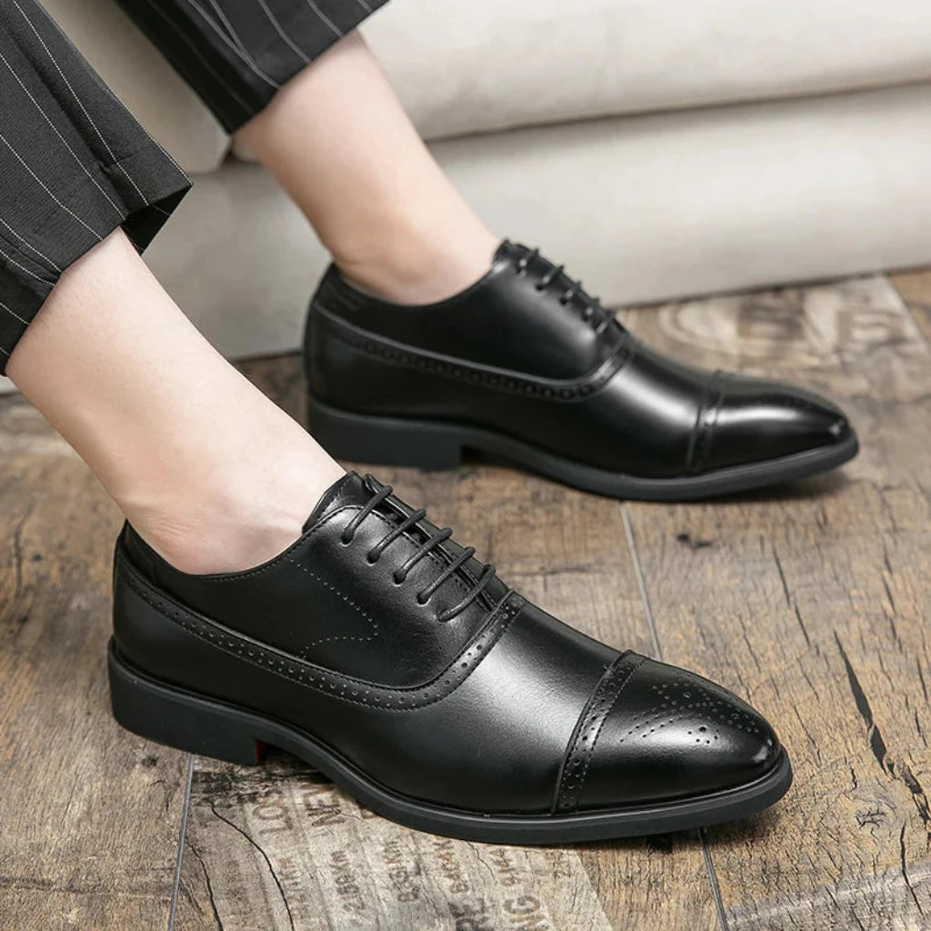 Oxford Men's Red Sole Business Casual Lace-up Brogue Dress Shoes