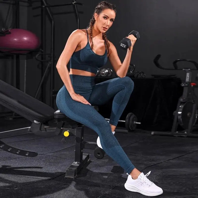 Workout 2 Pieces Tracksuit Seamless Yoga Set for Women