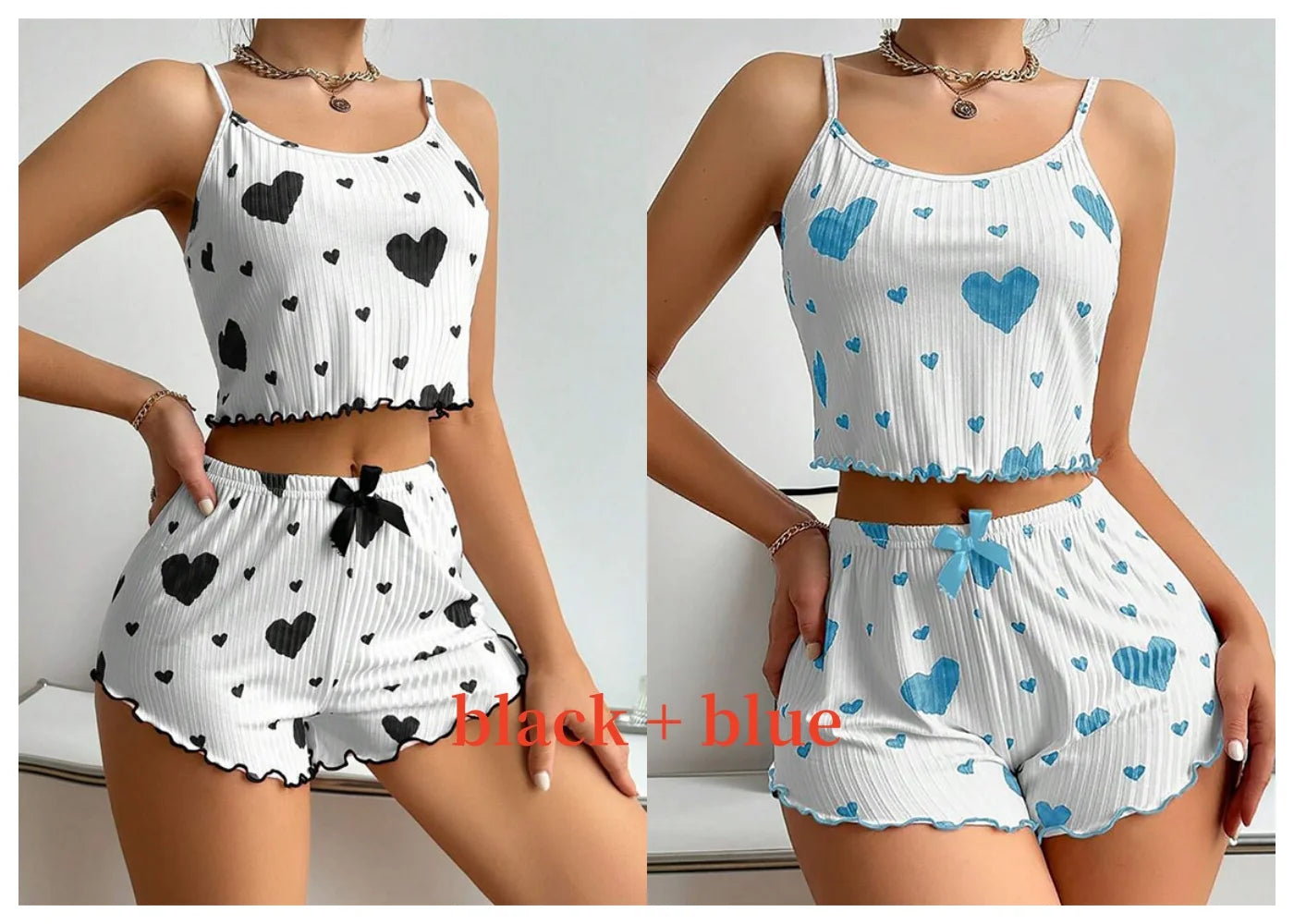 Women's Pajamas Set Sleepwear 2 PCS Short Tank Tops And Shorts Casual