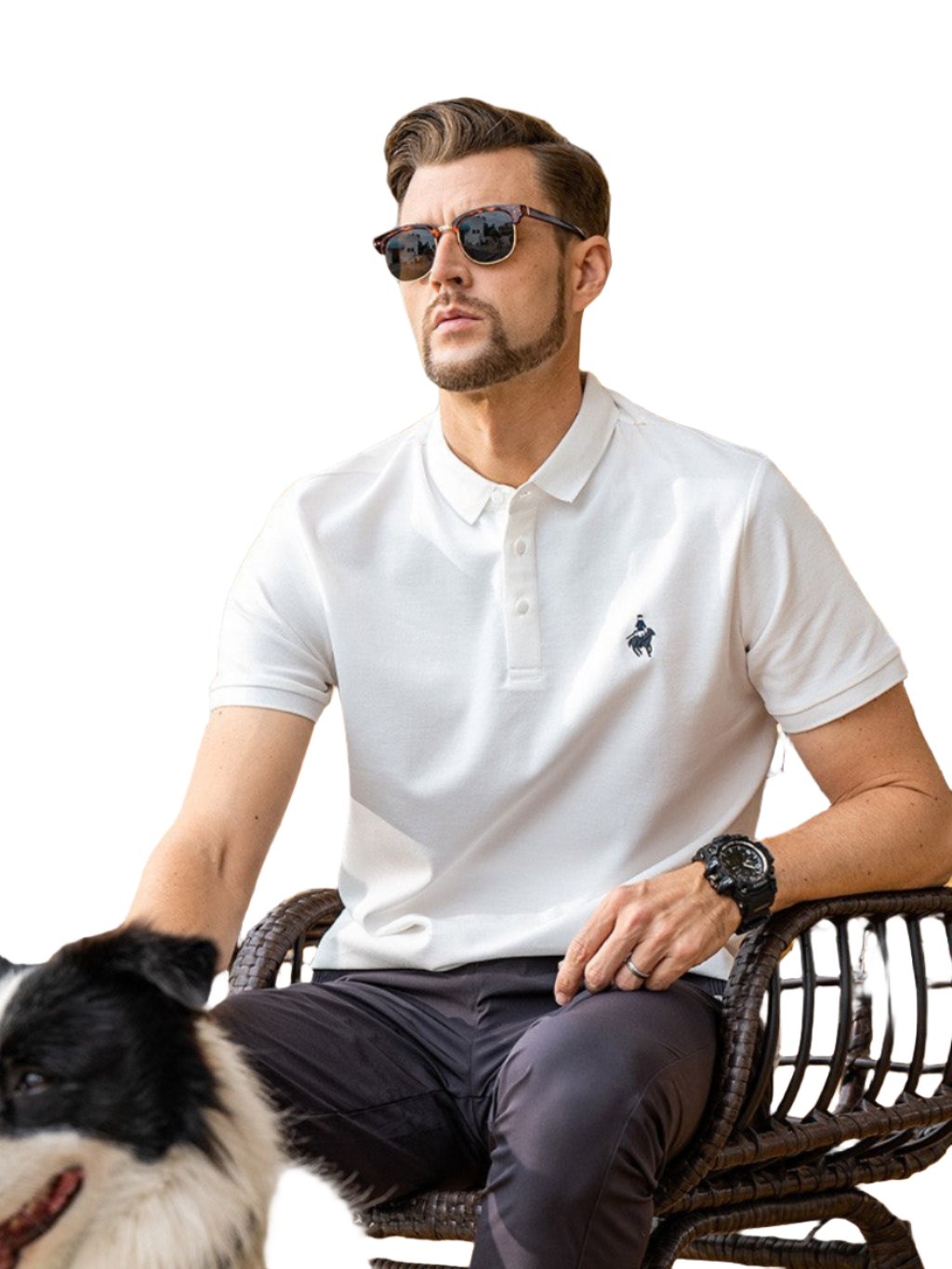 Men's Polo Short Sleeve Mercerized Cotton Blend Casual Collared Shirts