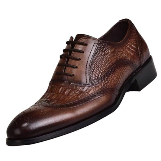 Retro Crocodile Leather Oxford Shoe for Men