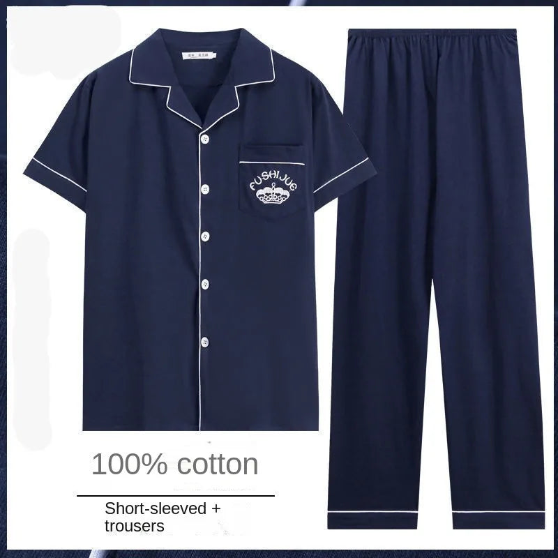 Button-up Top & Pant Men's Plus Size Pajama Loungewear Casual Fashion