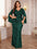 Plus Size Gold Evening Women Long Sleeve Mermaid Formal Sequins Dress