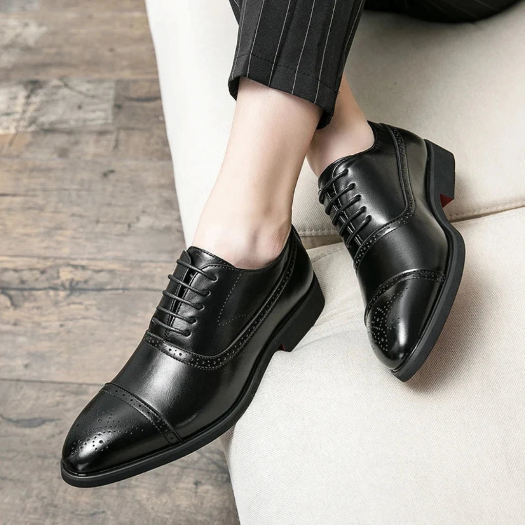 Oxford Men's Red Sole Business Casual Lace-up Brogue Dress Shoes