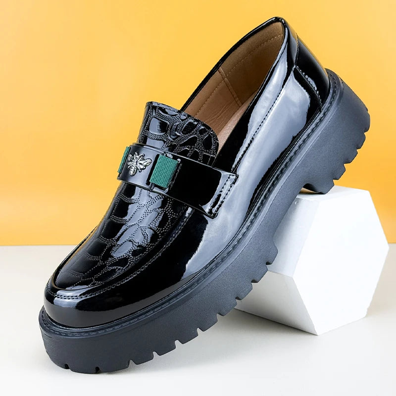 Men's Leather Thick-Sole Luxury Slip-On Loafers Comfortable Dress Shoe