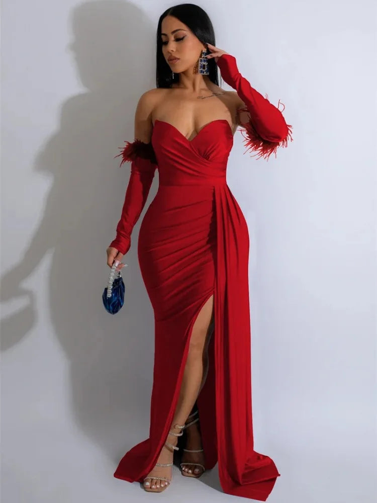 Women's Elegant Party Formal Mermaid Wedding Dinner Strapless Dress