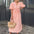 Plus Size Women's Solid Elegant V-Neck Lace-Up Puff Sleeve Maxi Dress