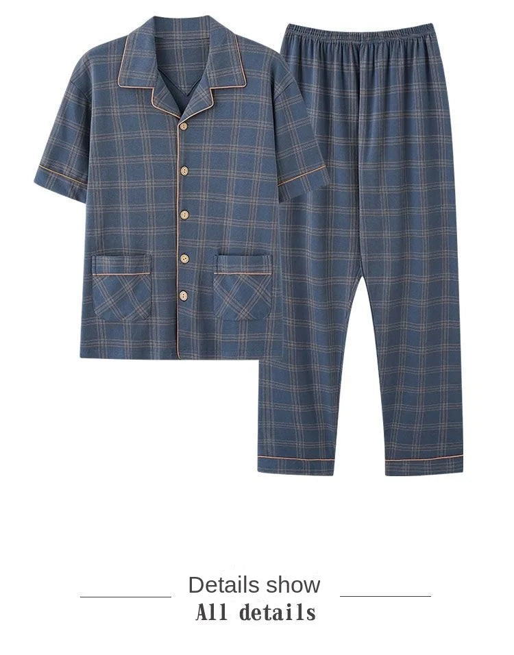 Button-up Top & Pant Men's Plus Size Pajama Loungewear Casual Fashion