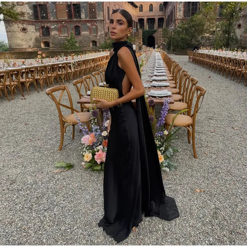 Off-Shoulder Sleeveless Backless Slim Female Maxi Summer Chic Dress