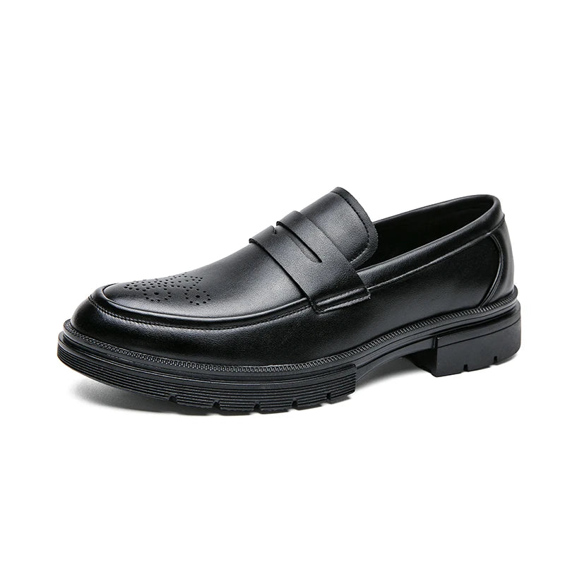 Men’s business casual shoes: breathable, carved leather shoes, fashion