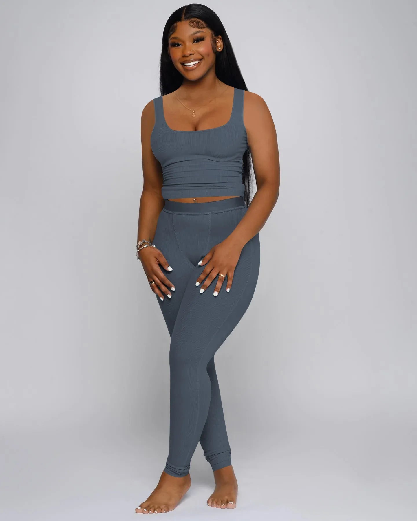 Fashionable Screw Thread Vest2-piece Set Cross-Border Women's Clothing