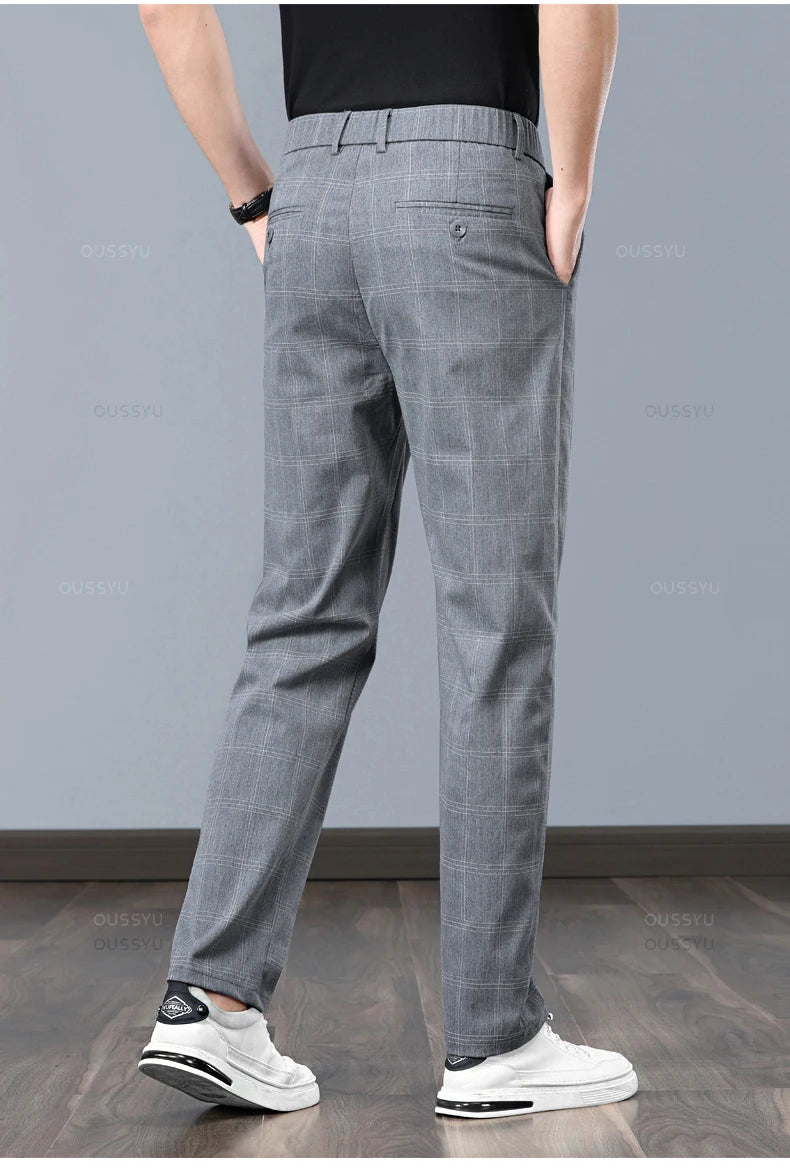 High-Quality Stretch Thin Pants Men Business Casual Formal Trousers
