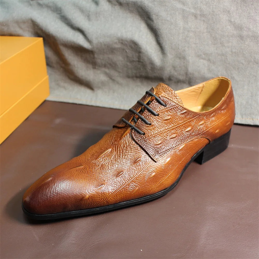 Men's Italian Style Oxford Brogue Shoes Leather Classic Lace-Up Formal Footwear