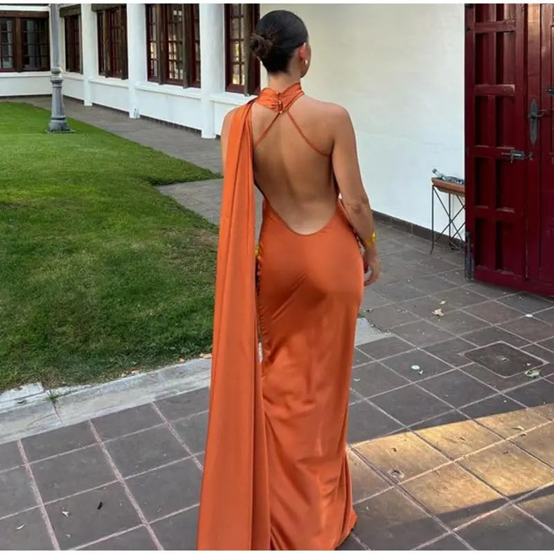 Off-Shoulder Sleeveless Backless Slim Female Maxi Summer Chic Dress