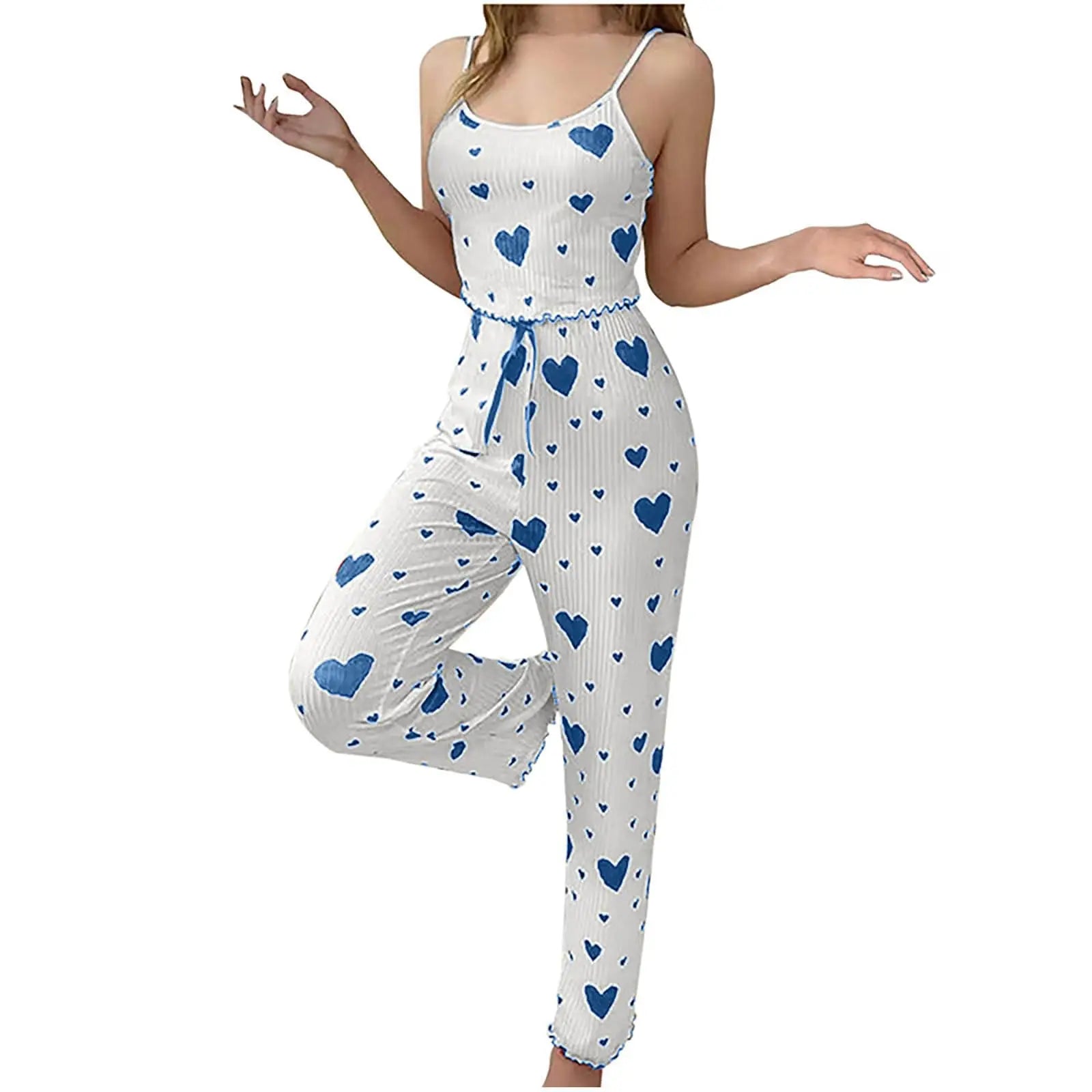 Women's pajama set 2-piece short vest + trouser soft casual love print