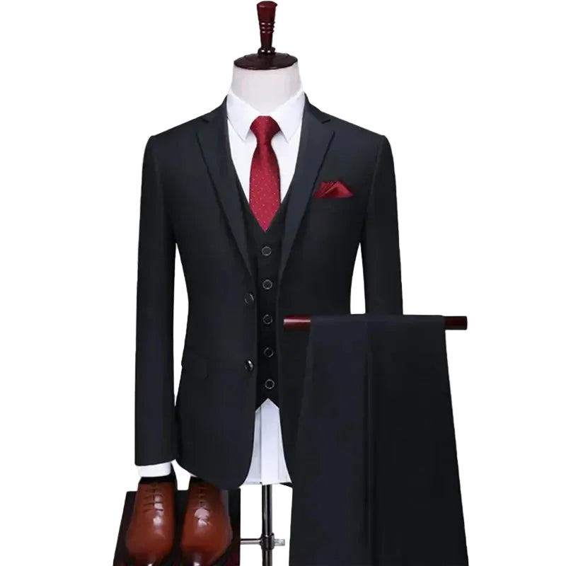 Formal Business Office Suit Three-piece Set Groom Wedding Show Dress Party