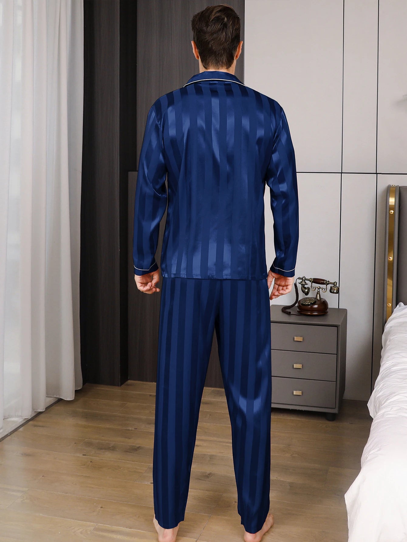 Men's pajama long sleeves beautiful clothes casual cardigan wear suit