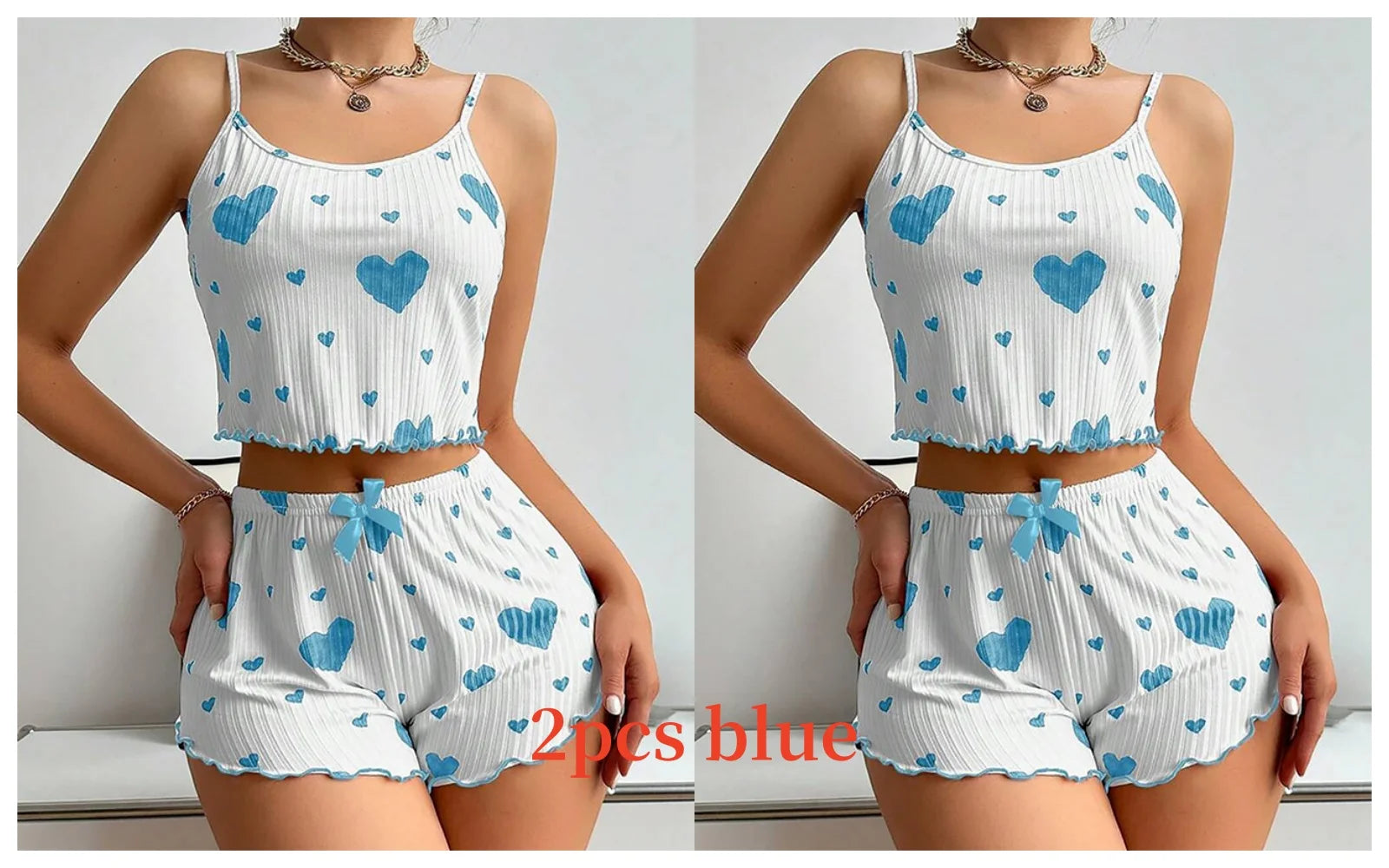 Women's Pajamas Set Sleepwear 2 PCS Short Tank Tops And Shorts Casual