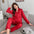 Women's Home wear Set Summer Long-Sleeved Pants Plaid Pajama Set