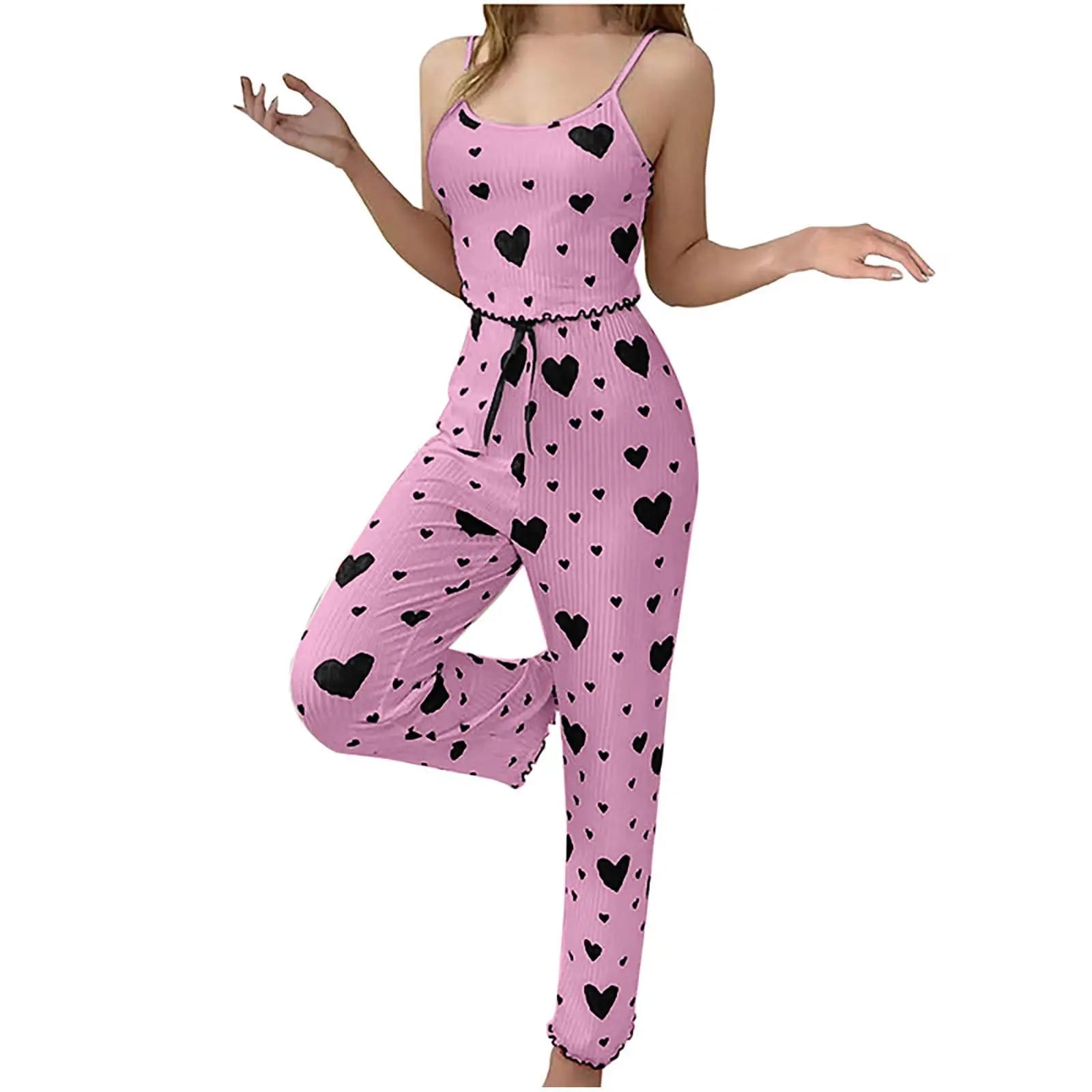 Women's pajama set 2-piece short vest + trouser soft casual love print