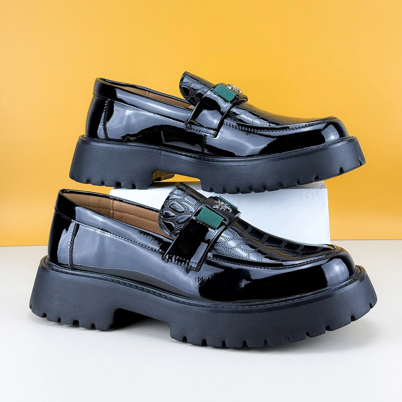 Men's Leather Thick-Sole Luxury Slip-On Loafers Comfortable Dress Shoe