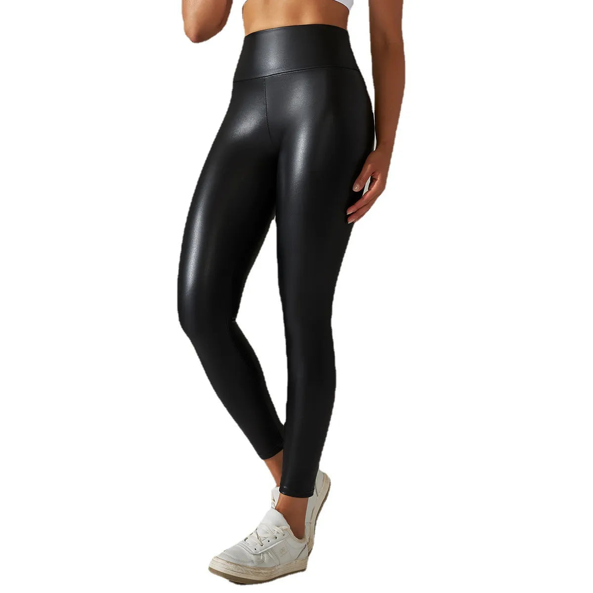 Women High Waist Leather Sexy Leggings Trouser Thick Stretch
