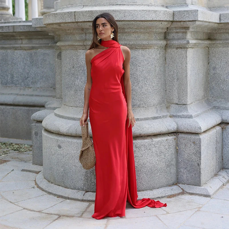 Off-Shoulder Sleeveless Backless Slim Female Maxi Summer Chic Dress