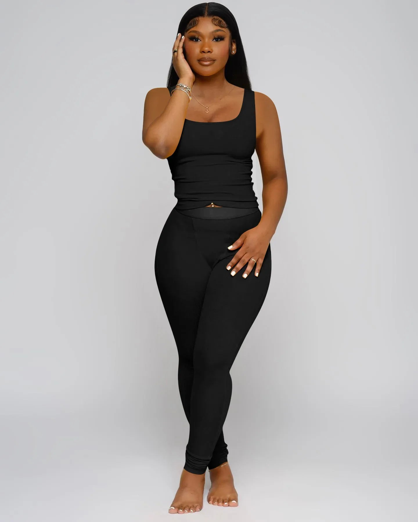 Fashionable Screw Thread Vest2-piece Set Cross-Border Women's Clothing