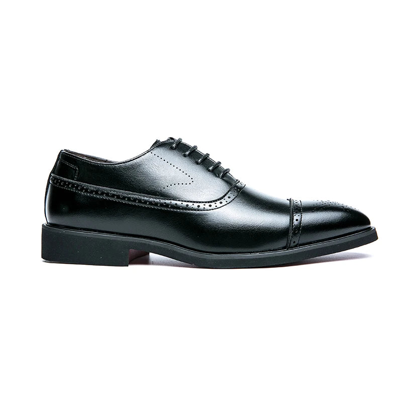Oxford Men's Red Sole Business Casual Lace-up Brogue Dress Shoes