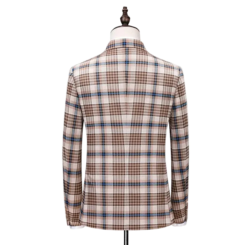 Men's Boutique Fashion Grid Business Casual Suit Jacket Trousers Clothing
