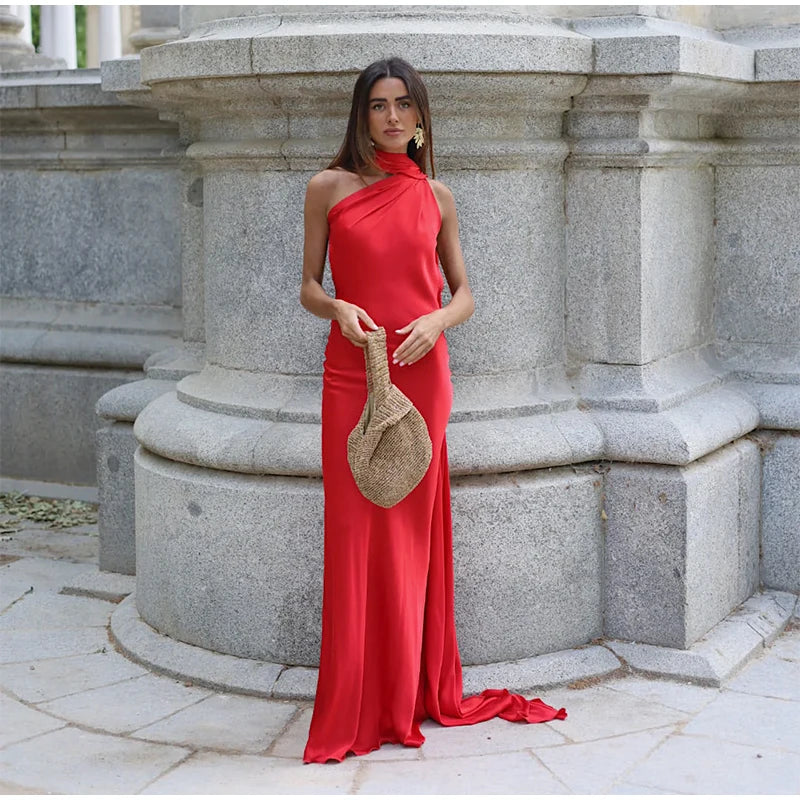 Off-Shoulder Sleeveless Backless Slim Female Maxi Summer Chic Dress