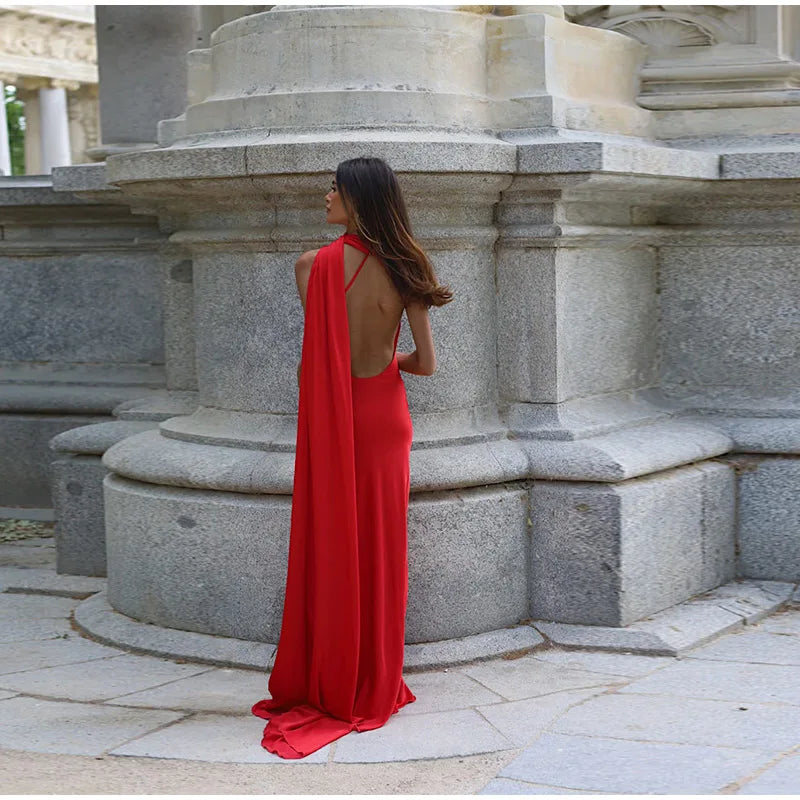 Off-Shoulder Sleeveless Backless Slim Female Maxi Summer Chic Dress