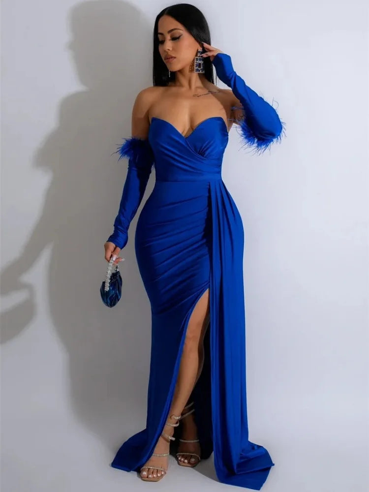 Women's Elegant Party Formal Mermaid Wedding Dinner Strapless Dress